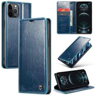 For iPhone 12 CaseMe 003 Crazy Horse Texture Leather Phone Case(Blue)