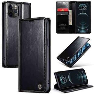 For iPhone 12 Pro CaseMe 003 Crazy Horse Texture Leather Phone Case(Black)
