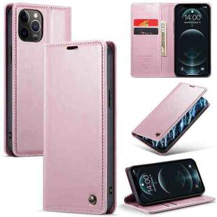 For iPhone 12 Pro Max CaseMe 003 Crazy Horse Texture Leather Phone Case(Rose Gold)