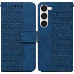 For Samsung Galaxy S23 5G Geometric Embossed Flip Leather Phone Case(Blue)