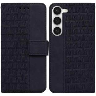 For Samsung Galaxy S23 5G Geometric Embossed Flip Leather Phone Case(Black)