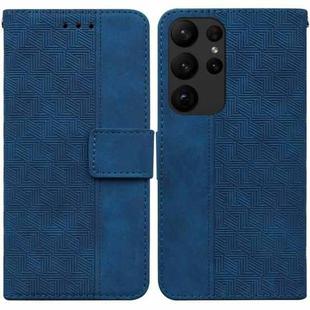 For Samsung Galaxy S23 Ultra 5G Geometric Embossed Flip Leather Phone Case(Blue)