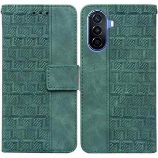 For Huawei nova Y70 Plus Geometric Embossed Flip Leather Phone Case(Green)