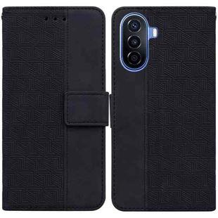 For Huawei nova Y70 Plus Geometric Embossed Flip Leather Phone Case(Black)