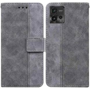 For Motorola Moto G72 Geometric Embossed Flip Leather Phone Case(Grey)