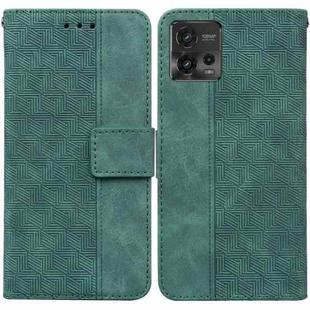 For Motorola Moto G72 Geometric Embossed Flip Leather Phone Case(Green)