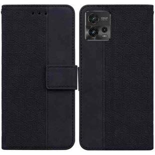 For Motorola Moto G72 Geometric Embossed Flip Leather Phone Case(Black)