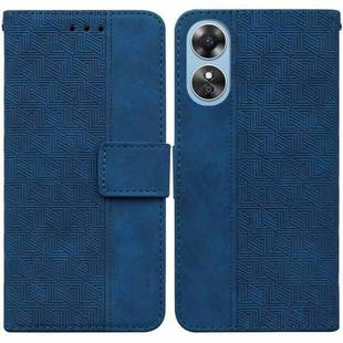 For OPPO A17 Geometric Embossed Flip Leather Phone Case(Blue)