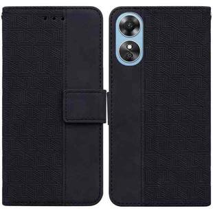 For OPPO A17 Geometric Embossed Flip Leather Phone Case(Black)
