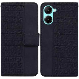 For Realme C33 Geometric Embossed Flip Leather Phone Case(Black)