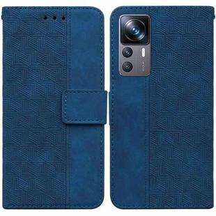 For Xiaomi 12T Pro Geometric Embossed Flip Leather Phone Case(Blue)