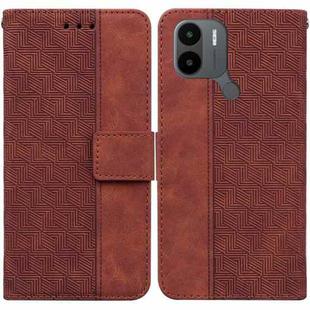 For Xiaomi Redmi A1+ Geometric Embossed Flip Leather Phone Case(Brown)