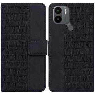 For Xiaomi Redmi A1+ Geometric Embossed Flip Leather Phone Case(Black)