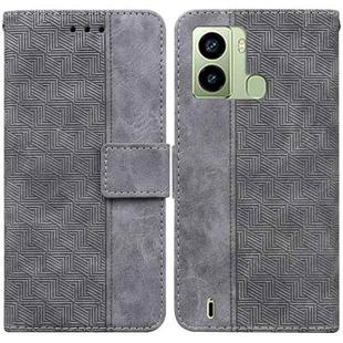For Tecno Pop 6 Fingerprint Geometric Embossed Flip Leather Phone Case(Grey)