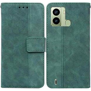 For Tecno Pop 6 Fingerprint Geometric Embossed Flip Leather Phone Case(Green)