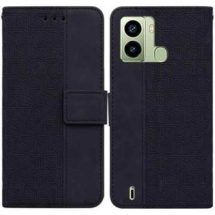 For Tecno Pop 6 Fingerprint Geometric Embossed Flip Leather Phone Case(Black)