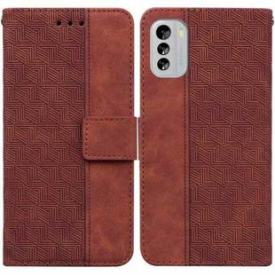 For Nokia G60 Geometric Embossed Flip Leather Phone Case(Brown)