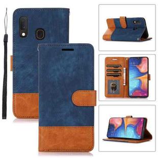 For Samsung Galaxy A20e Splicing Leather Phone Case(Dark Blue)