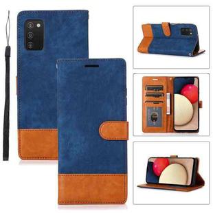 For Samsung Galaxy A03s Splicing Leather Phone Case(Dark Blue)