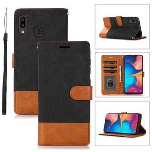 For Samsung Galaxy A20 / A30 Splicing Leather Phone Case(Black)