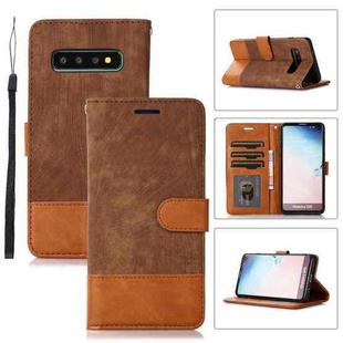 For Samsung Galaxy S10 Splicing Leather Phone Case(Brown)