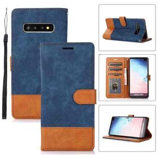 For Samsung Galaxy S10+ Splicing Leather Phone Case(Dark Blue)