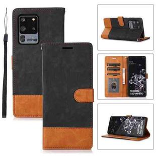 For Samsung Galaxy S20 Ultra Splicing Leather Phone Case(Black)