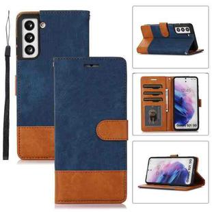 For Samsung Galaxy S21 5G Splicing Leather Phone Case(Dark Blue)