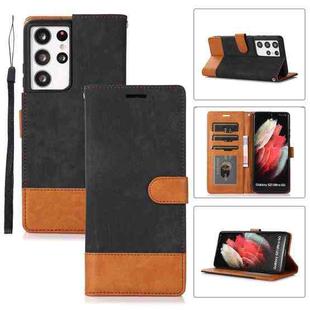 For Samsung Galaxy S21 Ultra 5G Splicing Leather Phone Case(Black)