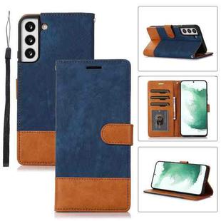 For Samsung Galaxy S22+ 5G Splicing Leather Phone Case(Dark Blue)