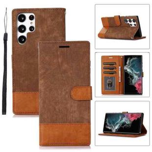 For Samsung Galaxy S22 Ultra 5G Splicing Leather Phone Case(Brown)