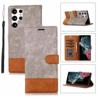 For Samsung Galaxy S22 Ultra 5G Splicing Leather Phone Case(Grey)