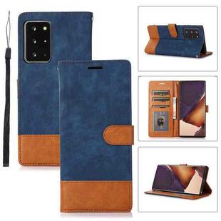 For Samsung Galaxy Note20 Ultra Splicing Leather Phone Case(Dark Blue)