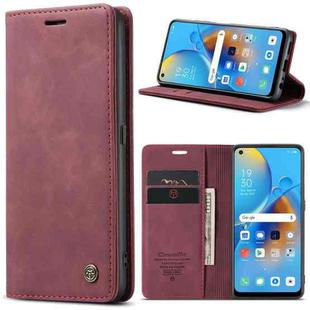 CaseMe 013 Multifunctional Horizontal Flip Leather Phone Case For OPPO F19/F19S/A74 4G/A95 4G/Reno6 Lite 4G Global(Wine Red)