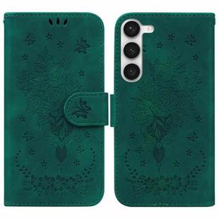 For Samsung Galaxy S23+ 5G Butterfly Rose Embossed Leather Phone Case(Green)