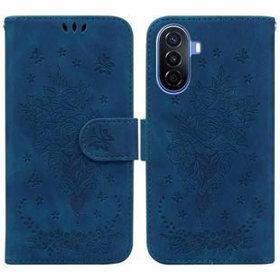 For Huawei nova Y70 Plus Butterfly Rose Embossed Leather Phone Case(Blue)