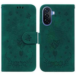 For Huawei nova Y70 Plus Butterfly Rose Embossed Leather Phone Case(Green)