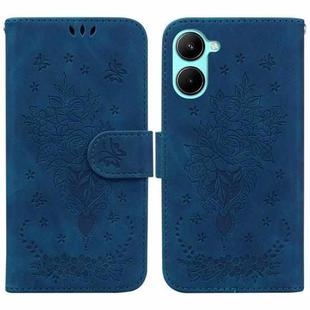 For Realme C33 Butterfly Rose Embossed Leather Phone Case(Blue)