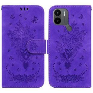 For Xiaomi Redmi A1+ Butterfly Rose Embossed Leather Phone Case(Purple)