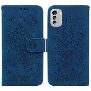 For Nokia G60 Butterfly Rose Embossed Leather Phone Case(Blue)