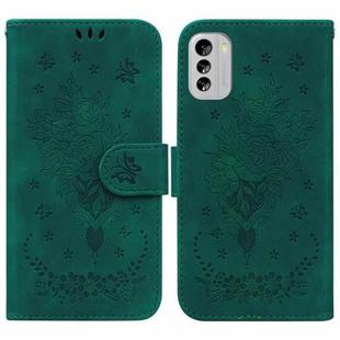 For Nokia G60 Butterfly Rose Embossed Leather Phone Case(Green)