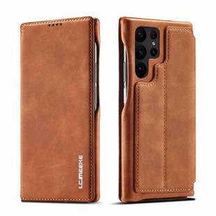 For Samsung Galaxy S23 Ultra 5G LC.IMEEKE Hon Ancient Series Horizontal Flip Leather Phone Case(Brown)