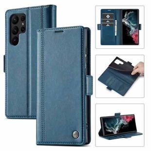 For Samsung Galaxy S23 Ultra 5G LC.IMEEKE PU + TPU Skin-friendly Feeling Leather Phone Case(Blue)