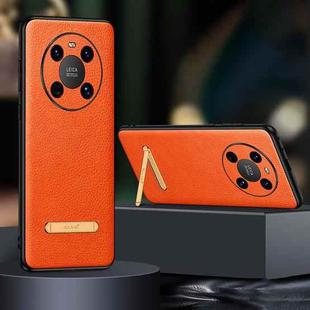 For Huawei Mate 40 SULADA Invisible Bracket Leather Back Cover Phone Case(Orange)