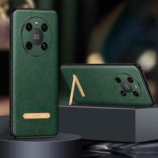 For Huawei Mate 40 SULADA Invisible Bracket Leather Back Cover Phone Case(Dark Green)