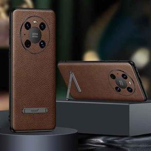 For Huawei Mate 40 Pro SULADA Invisible Bracket Leather Back Cover Phone Case(Brown)