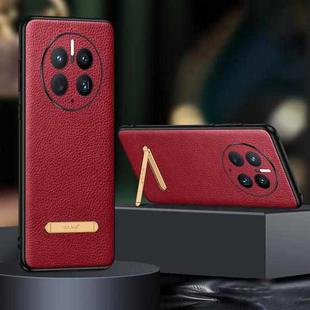 For Huawei Mate 50 SULADA Invisible Bracket Leather Back Cover Phone Case(Red)