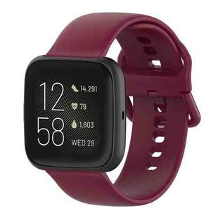 23mm Color Buckle Silicone Wrist Strap Watch Band for Fitbit Versa 2 / Versa / Versa Lite / Blaze, Size: L(Wine Red)