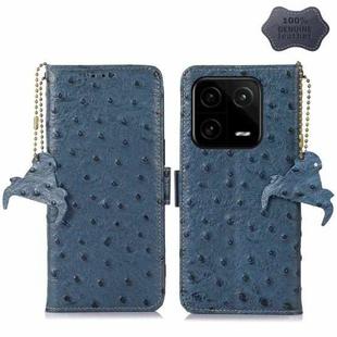 For Xiaomi 13 Ostrich Pattern Genuine Leather RFID Phone Case(Blue)