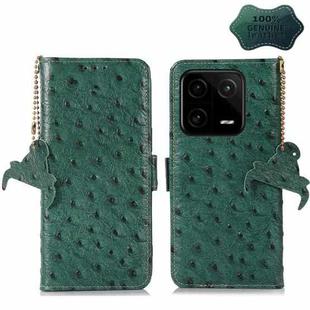 For Xiaomi 13 Ostrich Pattern Genuine Leather RFID Phone Case(Green)